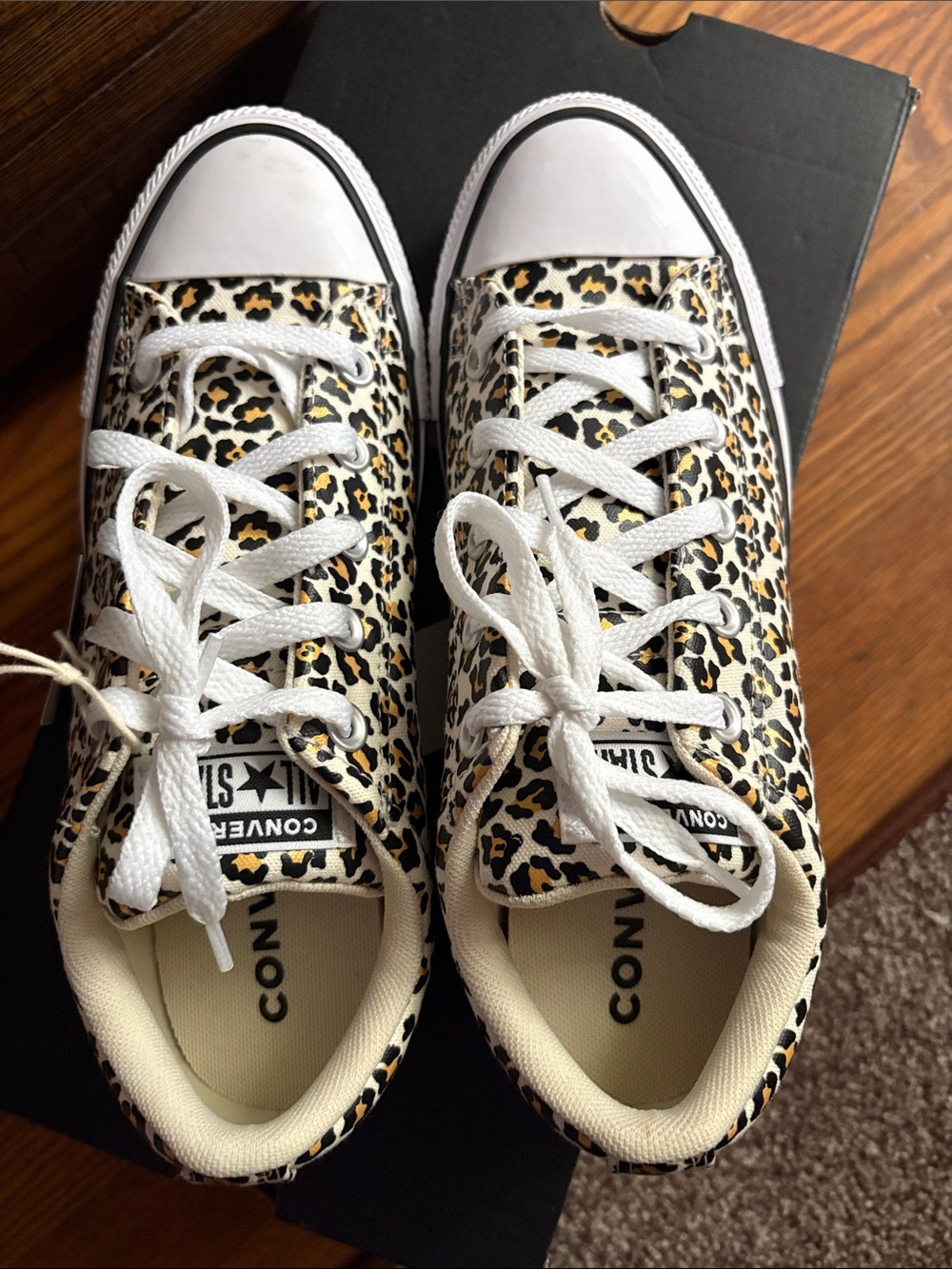 Converse Low Top Sneakers - Leopard Print Black White &Gold - Picture 6 of 7